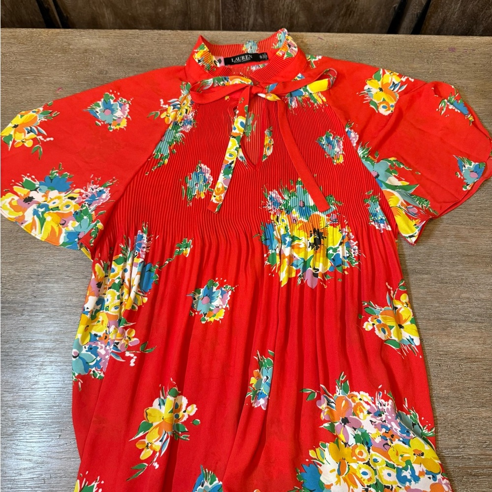 Ralph Lauren Black Label Vibrant Floral Blouse in Red